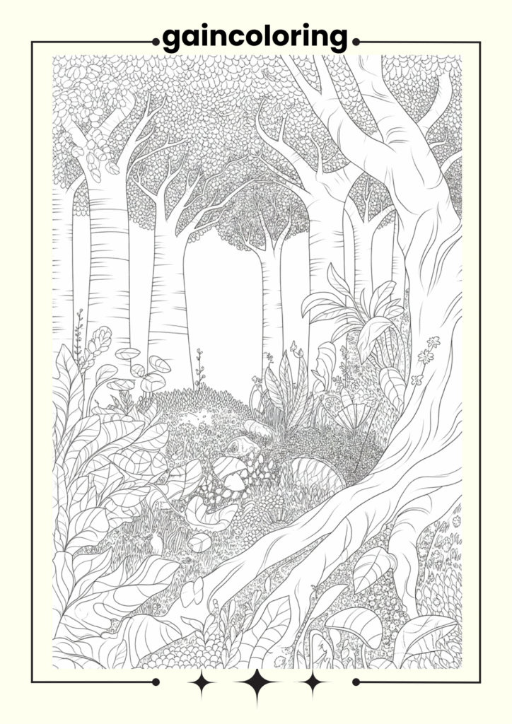 Realistic jungle scene filled with tropical plants