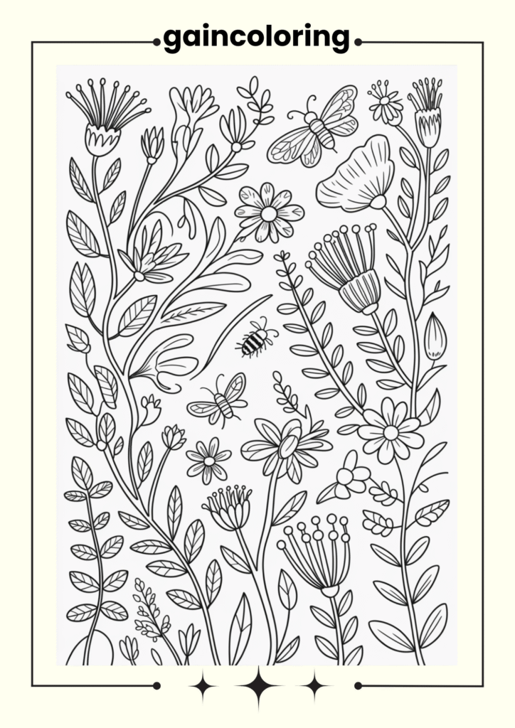 wildflowers and meadow plants intertwined