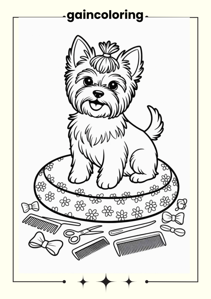 A Yorkshire terrier surrounded 