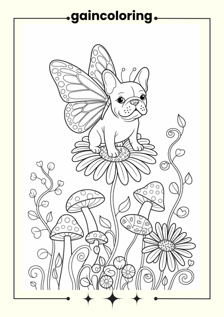 French Bulldog with butterfly wings