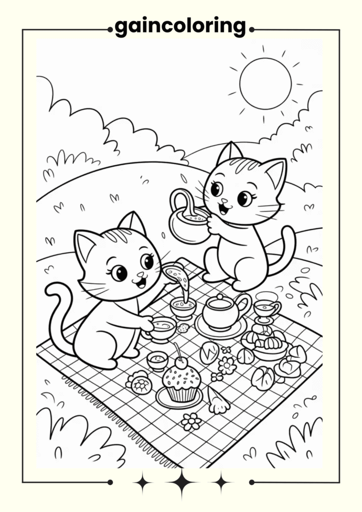 Picnic Cats with Cupcakes
