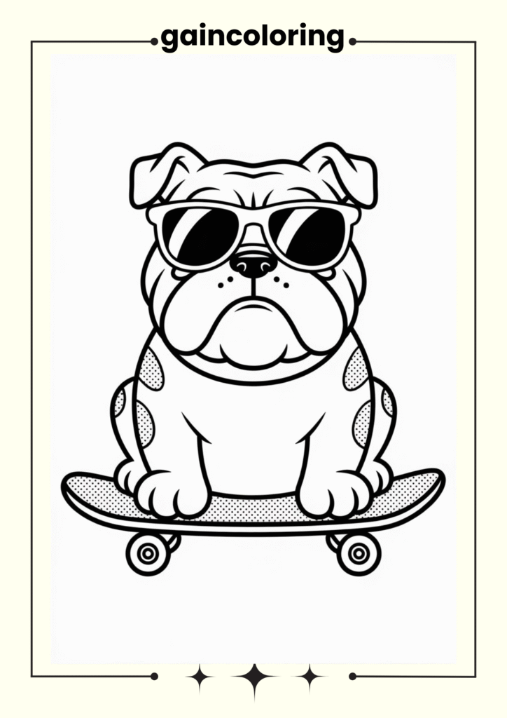 style bulldog with sunglasses